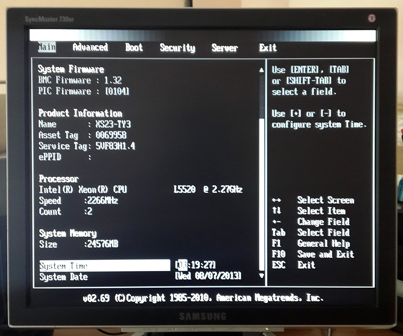 Dell C6100 BIOS Screen